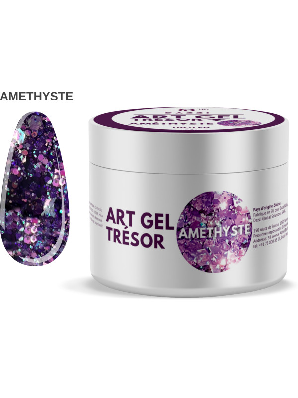 Art Gel pailleté Tresor "Amethyste", violet, 5gr
