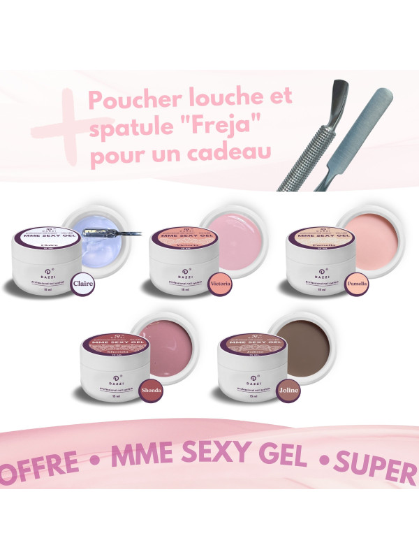 Collection "Mme. Sexy Gel" : 5 gels constructeurs intelligents, 15 ml + cadeau "Freja"
