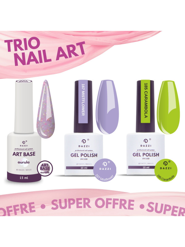 Super offre TRIO Nail Art: "Art Base Aurula", "VSP 167", "VSP 185", pour VSP ou Gel, 15ml