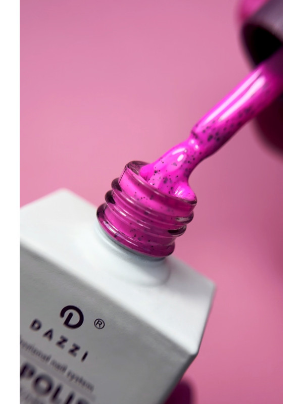 Semipermanenter Lack „Electric Pink“ 203, rosa / schwarze Krümel, 10 ml