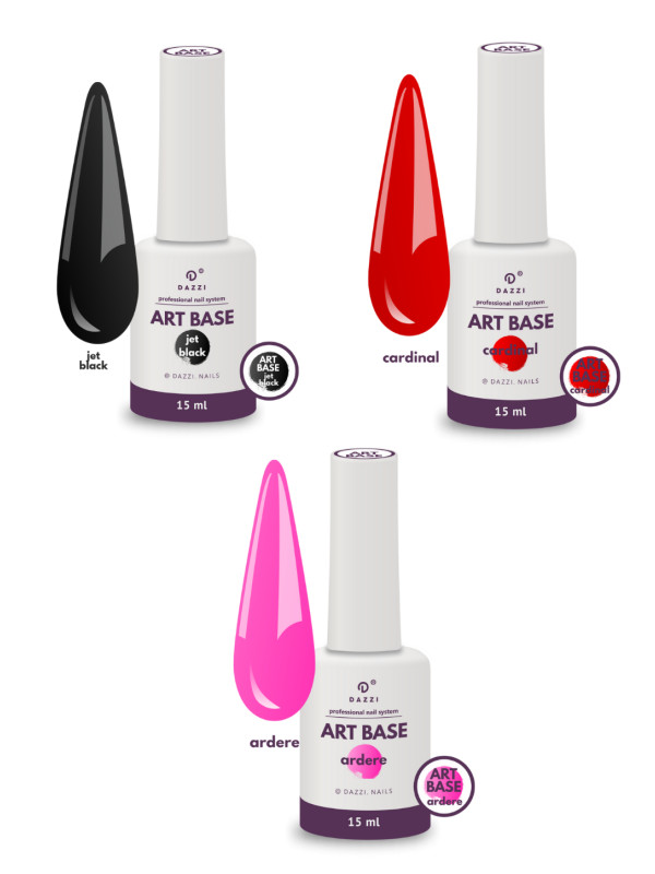 SET de 3: Base Camouflage "Color Splash" noir, rouge et rose pour VSP ou Gel, 15ml