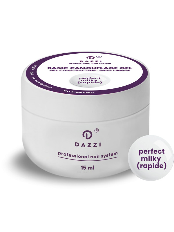 Gel BASIC CAMOUFLAGE SANS HEMA "Perfect Milky (rapide)"  15 / 50 ml