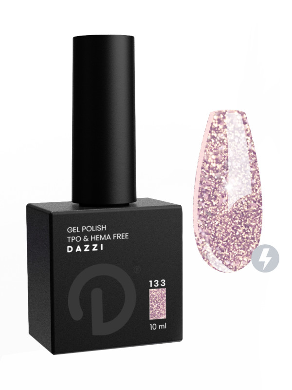 Reflektierender/sehr glitzernder semipermanenter Lack „Ewok“ 133, rosa/beige, 