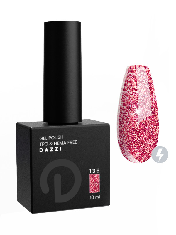 Vernis semi-permanent réfléchissant / très pailleté "Magic Dragon" 136, rouge, 