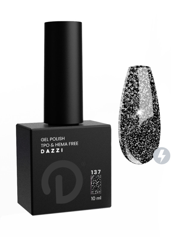 Vernis semi-permanent réfléchissant / très pailleté "Amnesia" 137, noir, 10ml