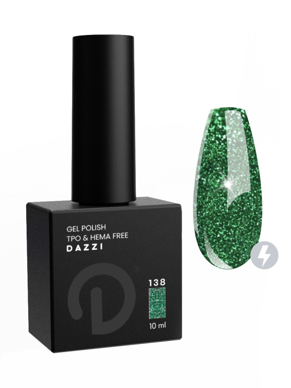 Vernis semi-permanent réfléchissant / très pailleté "Tangie" 138, vert, 